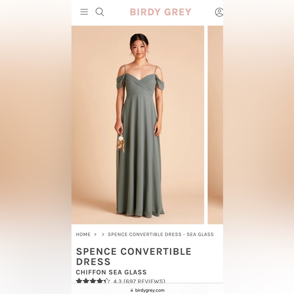 Birdygrey Bridesmaid dress. Sea glass. XS